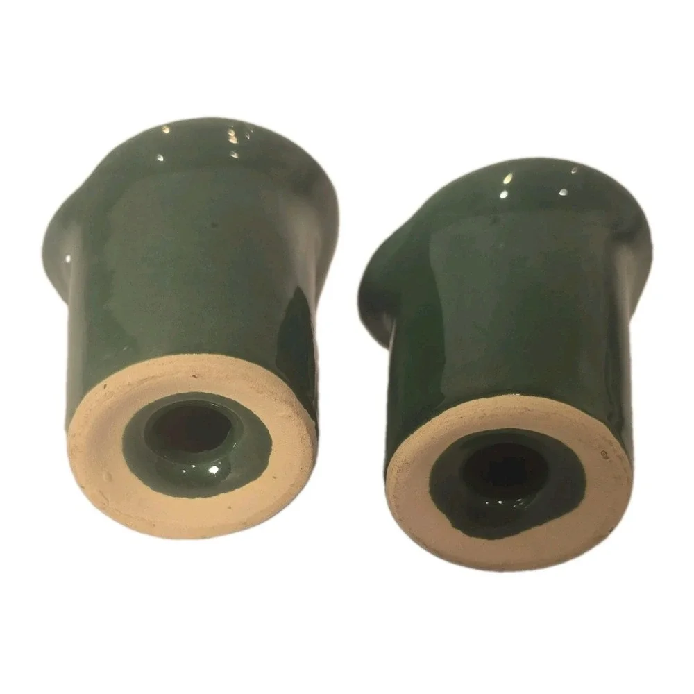 Green Glossy Ceramic Salt & Pepper Shakers Set of 2, Solid, Decorative